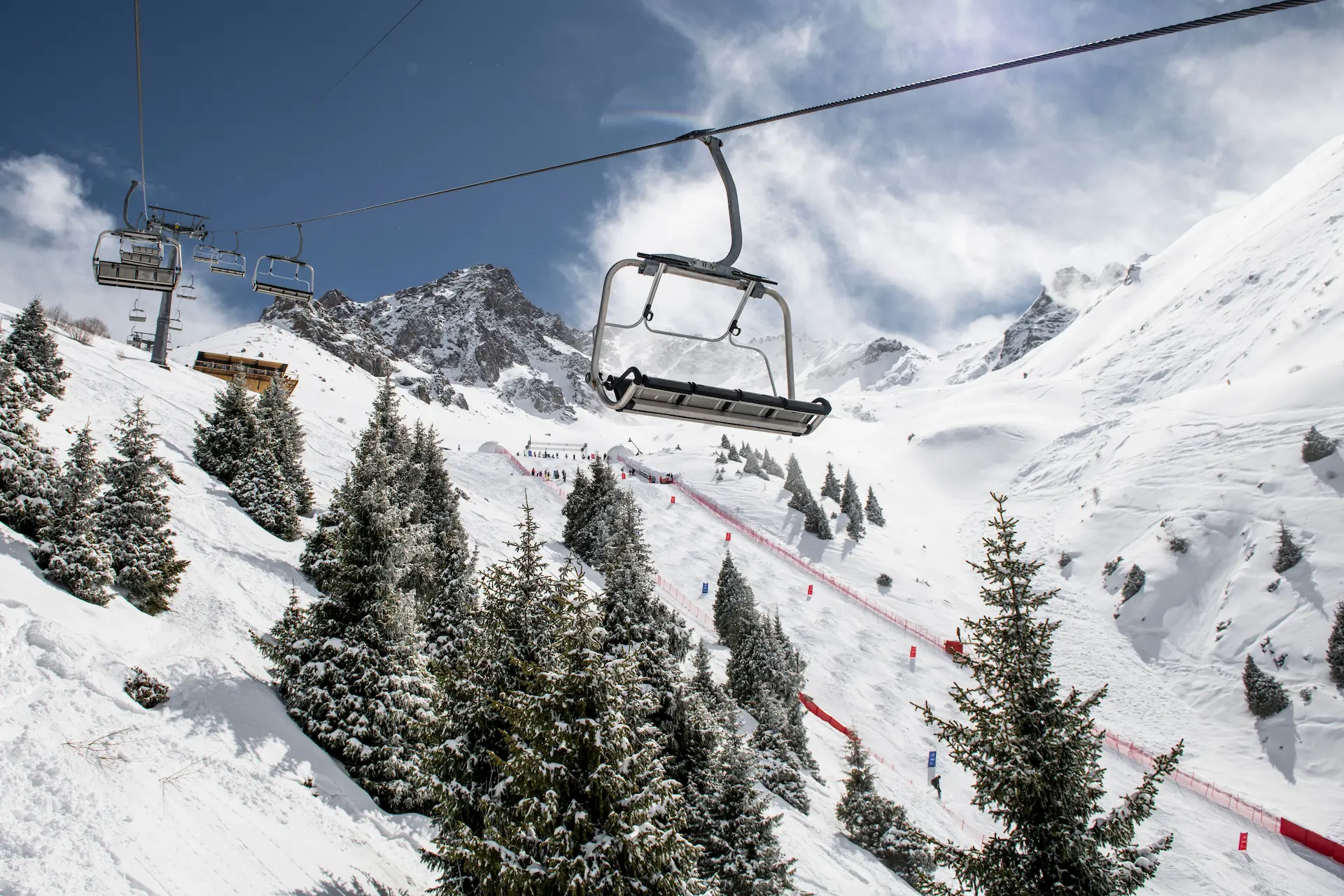 Combi-1 ski lift in the Shymbulak mountains near the hotel